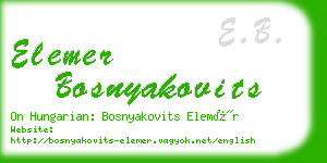 elemer bosnyakovits business card